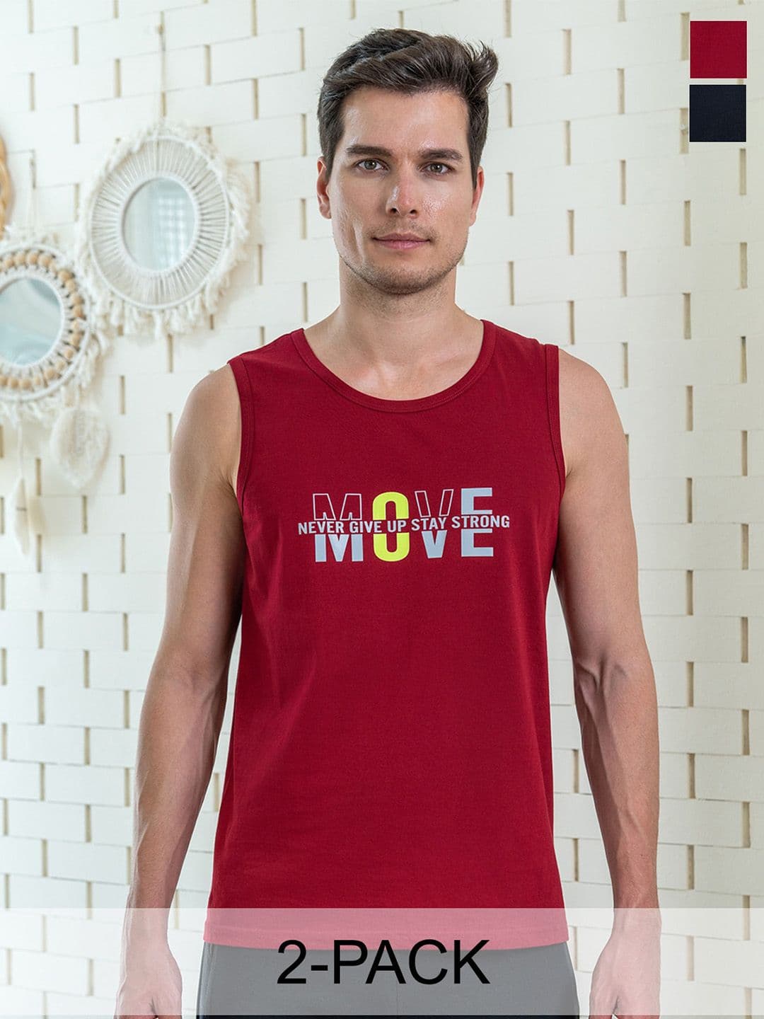 Lux Cozi Pack Of 2 Printed Combed Cotton Lounge T-Shirts - view 1