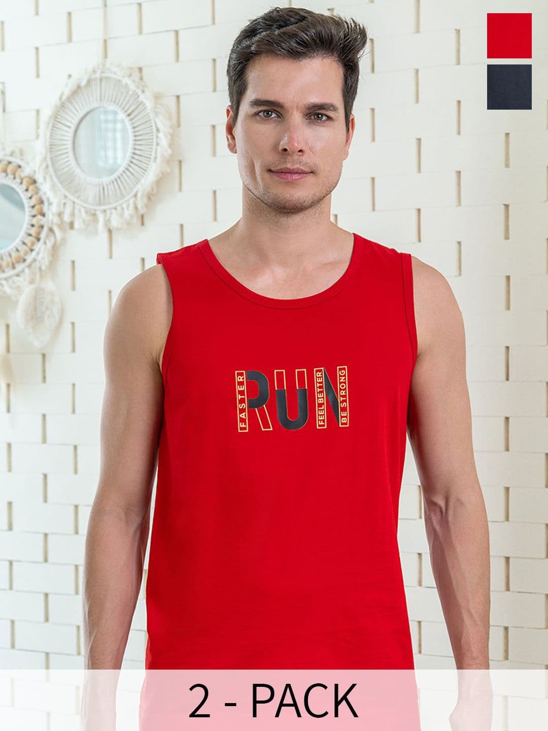 Lux Cozi Pack Of 2 Printed Combed Cotton Lounge T-Shirts - view 1