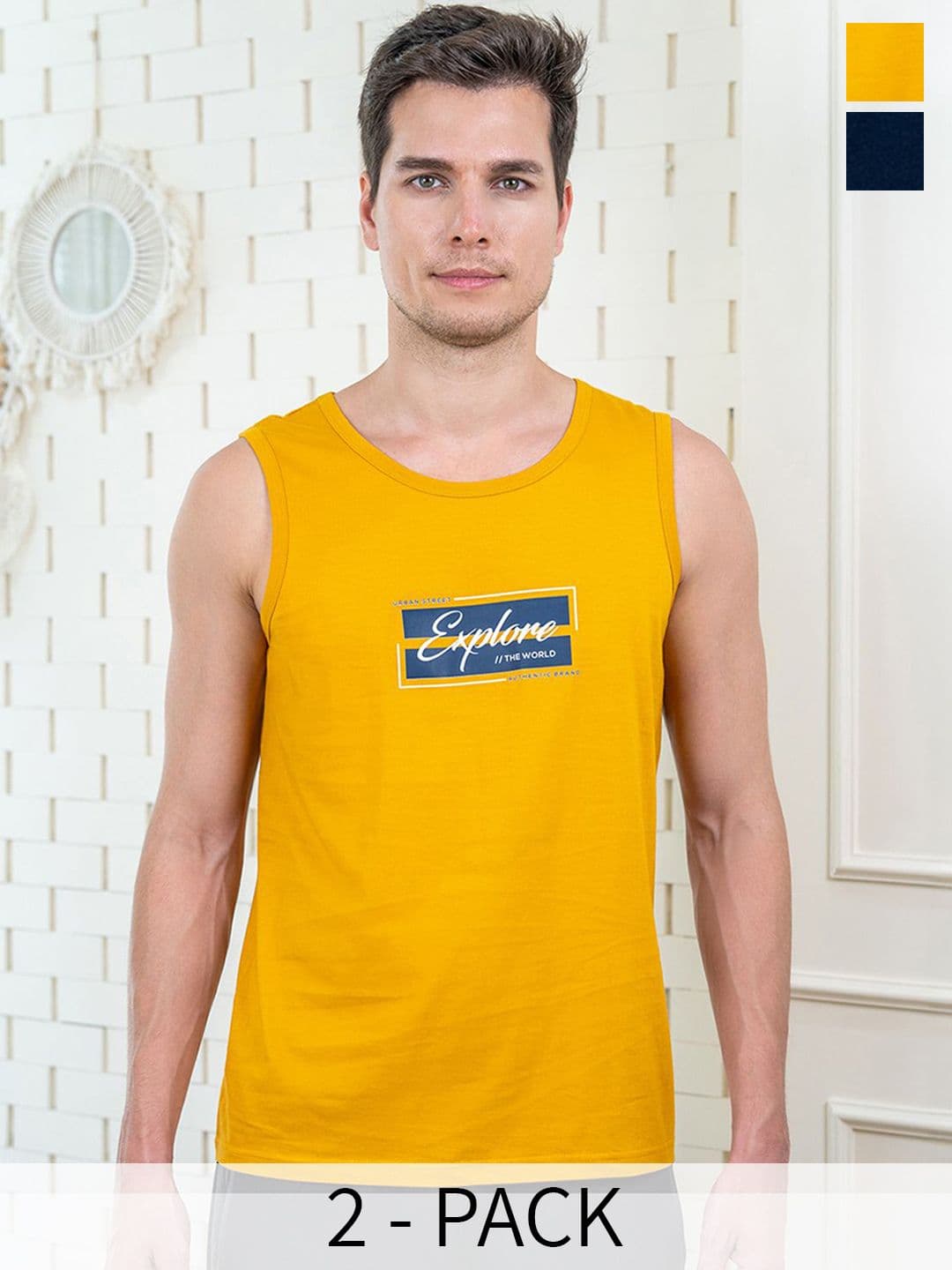 Lux Cozi Pack Of 2 Printed Combed Cotton Lounge T-Shirts - view 1