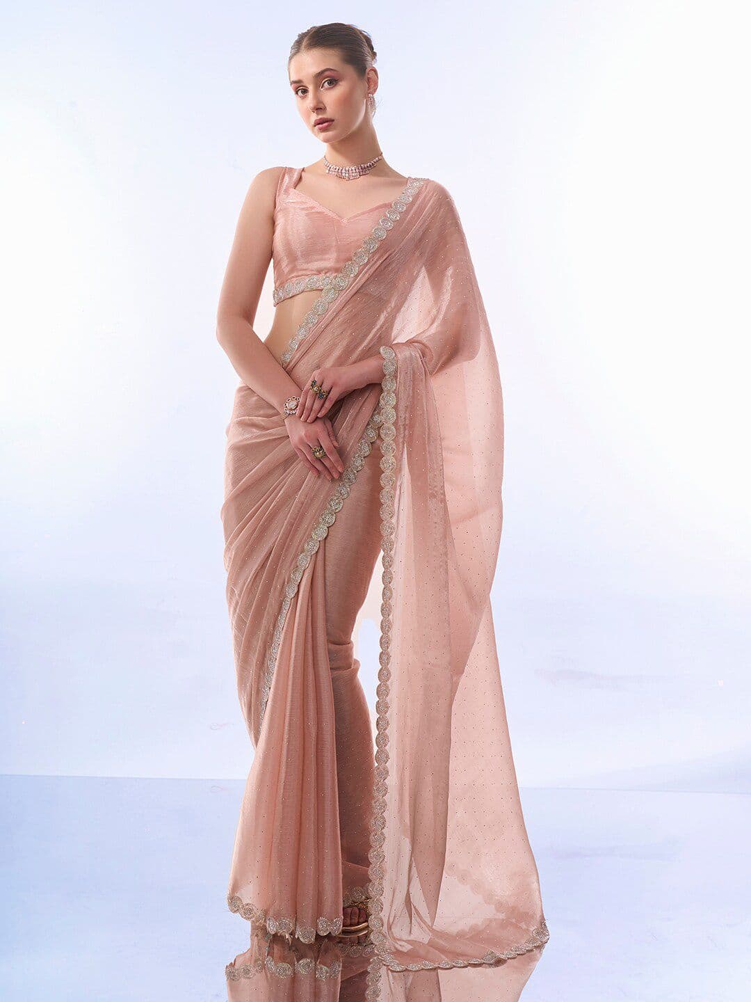 Mitera Embellished Beads and Stones Organza Saree - view 1