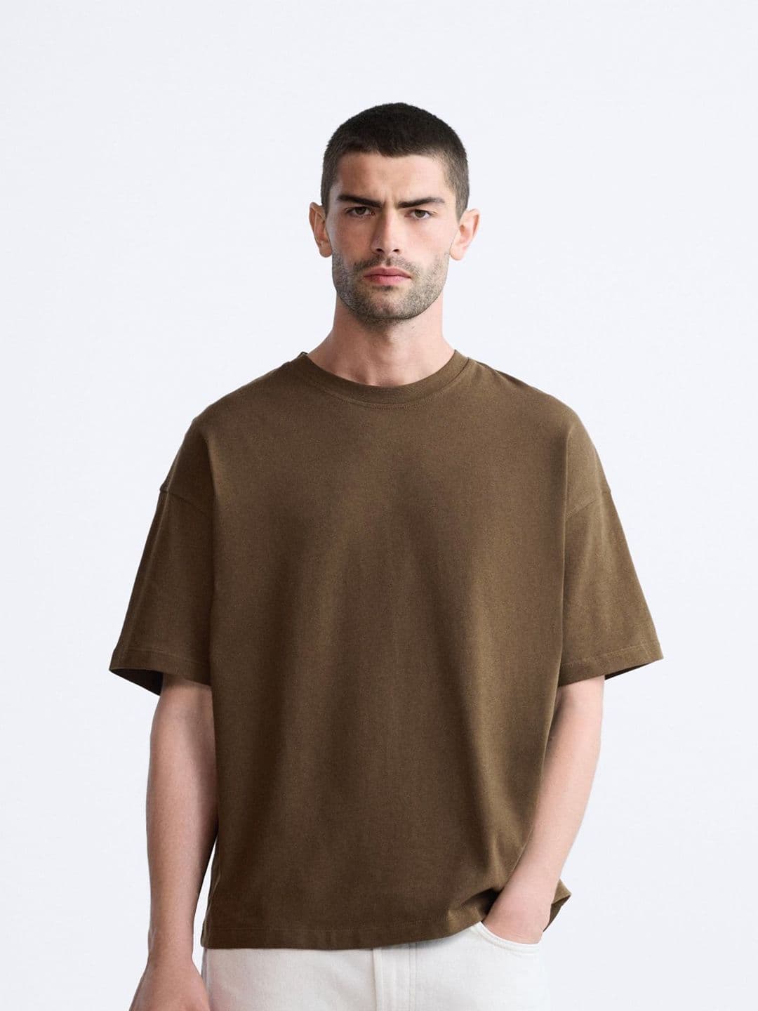 MISCHIEF MONKEY Men Oversized Drop-Shoulder Sleeves Solid T-shirt - view 1
