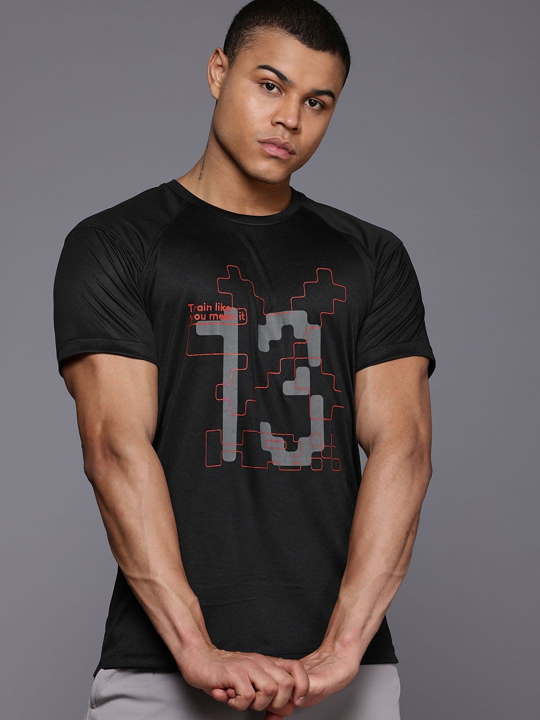 HRX by Hrithik Roshan Brand Logo Printed Rapid-Dry Training T-shirt - view 1