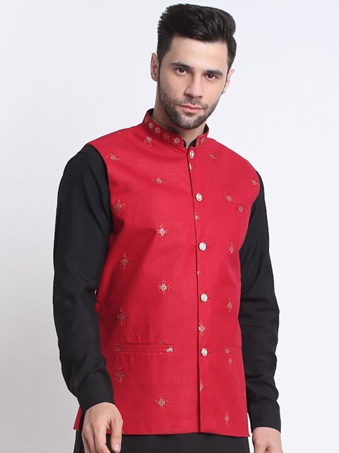 KRAFT INDIA Men Sequin Embellished Nehru Jacket - view 1