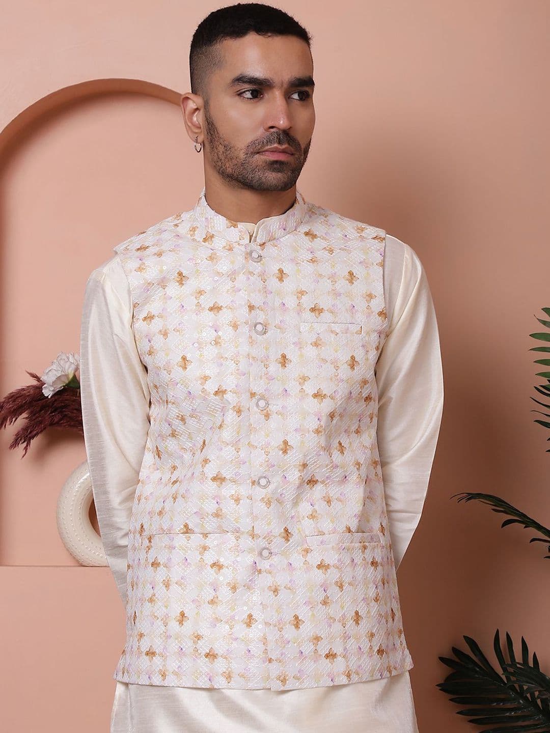 Jompers Floral Printed Woven Nehru Jacket - view 1