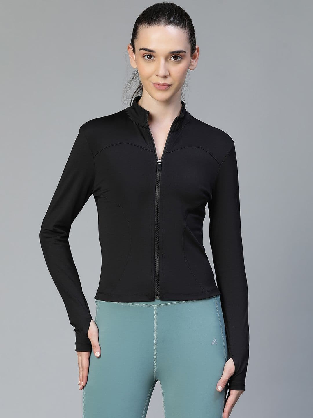 ATHLISIS Women Geometric Lightweight Crop Training or Gym Sporty Jacket - view 1