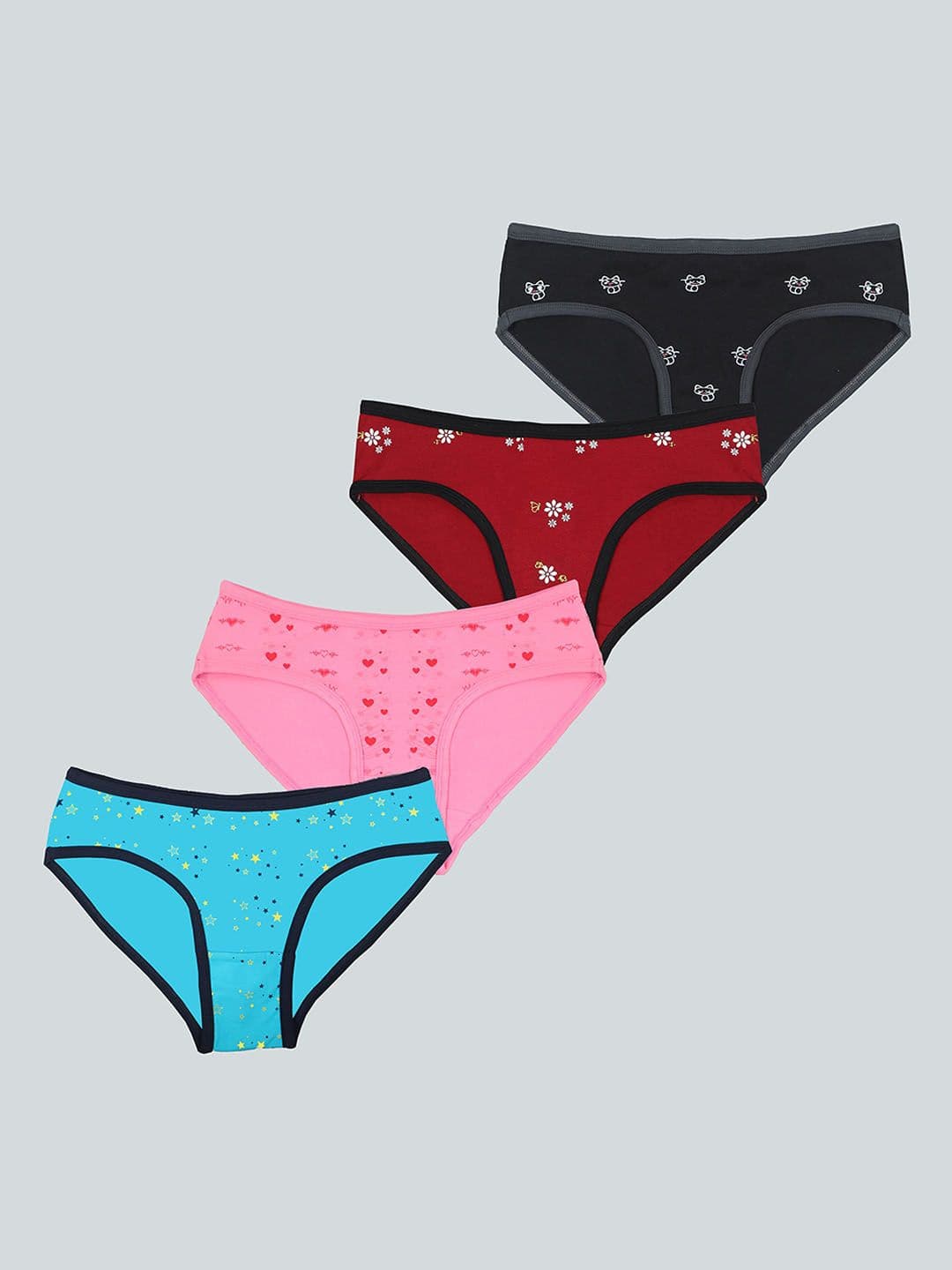 F&S Girls Pack Of 4 Printed Hipster Briefs PNTY-MLTCLR-4 - view 1