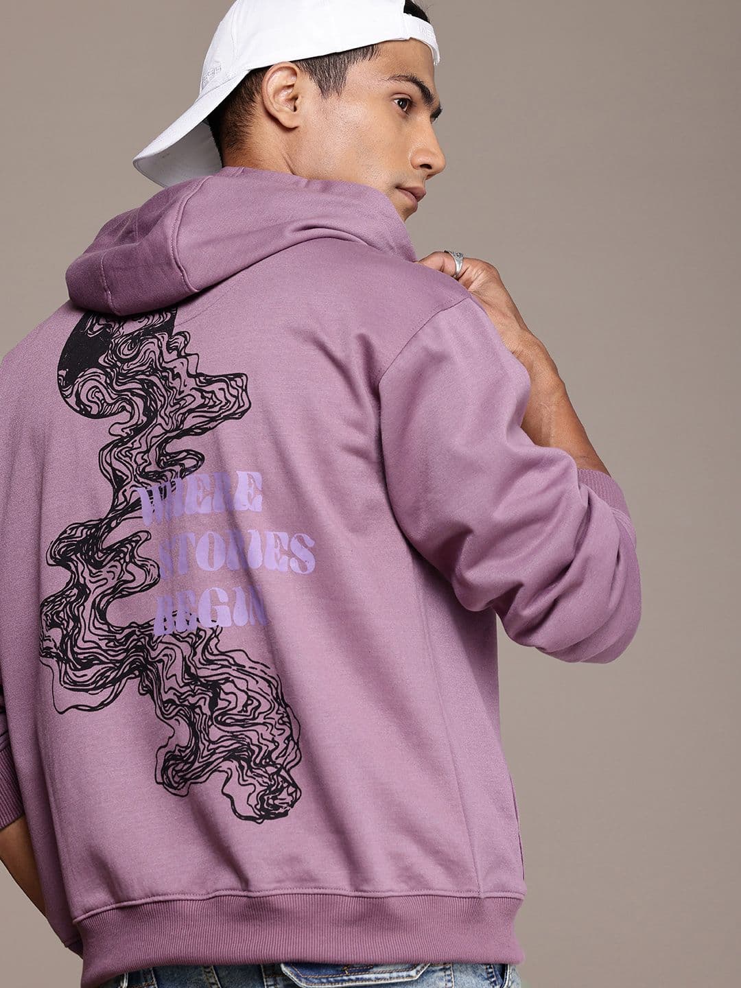 The Roadster Life Co. Graphic Printed Relaxed Fit Hooded Pullover Sweatshirt - view 1