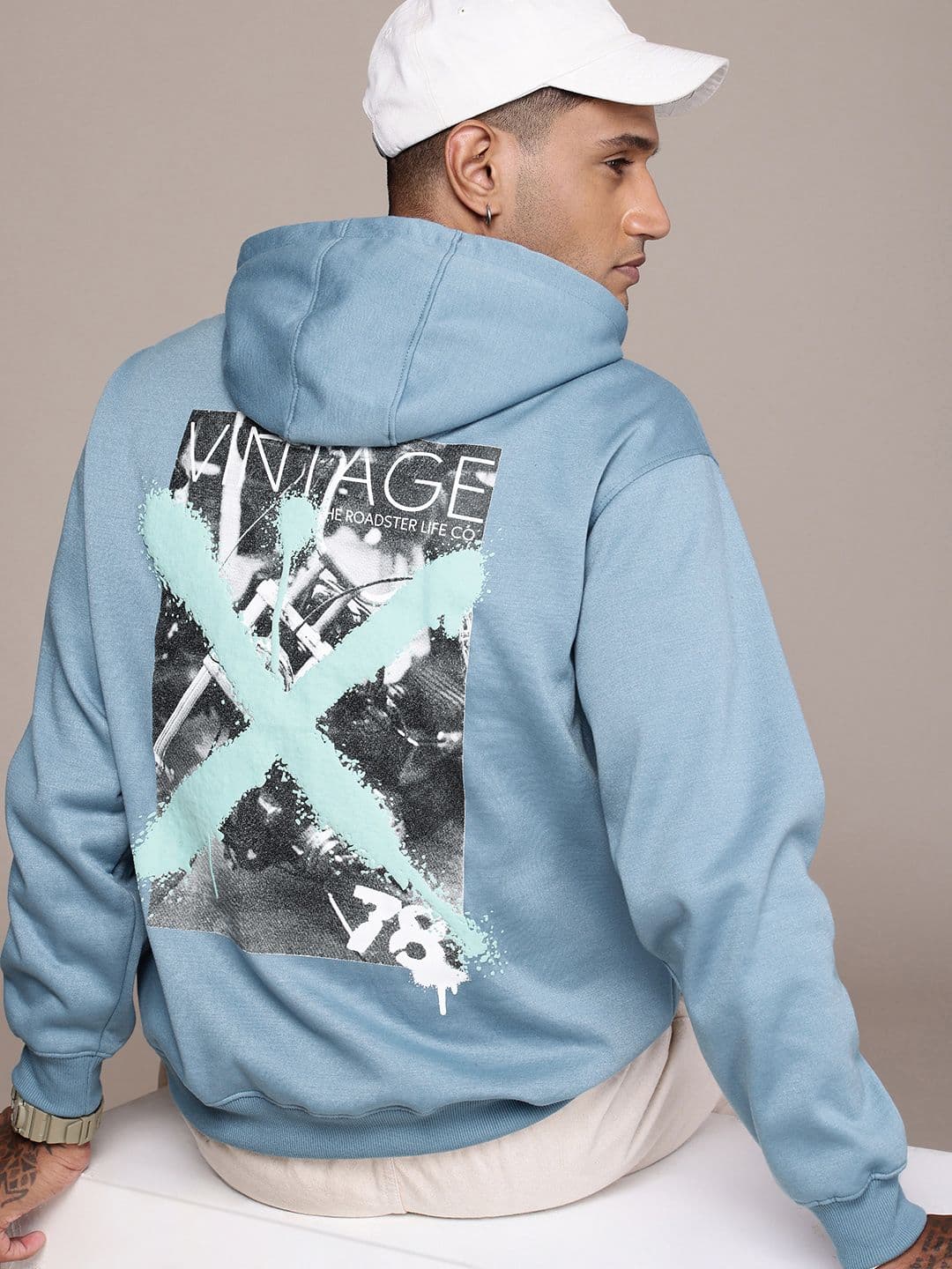 The Roadster Life Co. Relaxed Fit Graphic Printed Hooded Sweatshirt - view 1