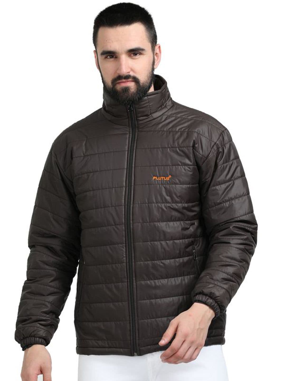 Plutus Men Striped Crop Outdoor Puffer Jacket with Patchwork - view 1