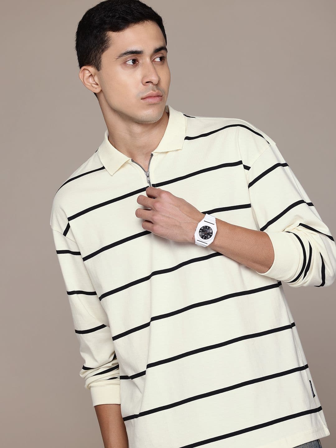 The Roadster Lifestyle Co. Striped Polo Collar T-shirt - view 1