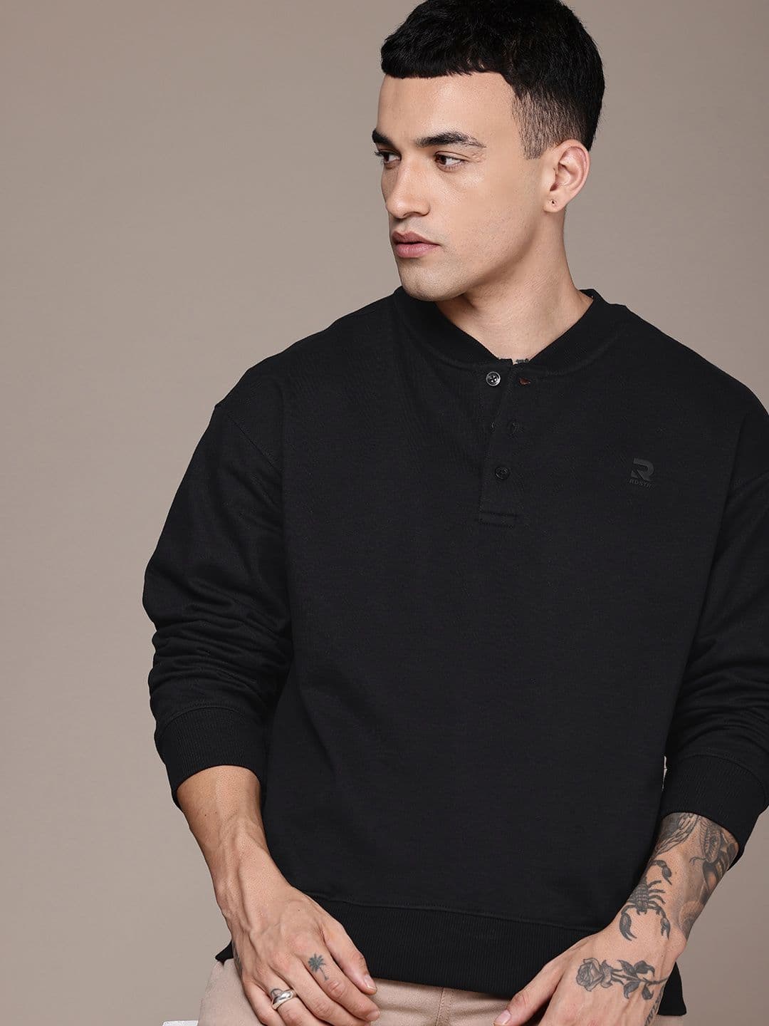 The Roadster Life Co. Mandarin Collar Relaxed Fit Pullover Sweatshirt - view 1