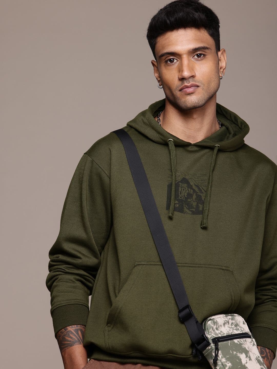 The Roadster Life Co. Relaxed Fit Graphic Printed Hooded Sweatshirt - view 1