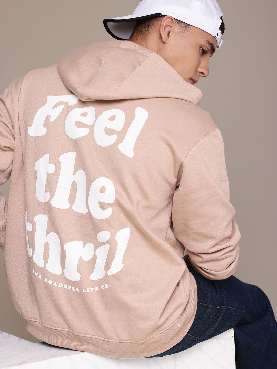 The Roadster Life Co. Typography Printed Hooded Relaxed Fit Sweatshirt - view 1