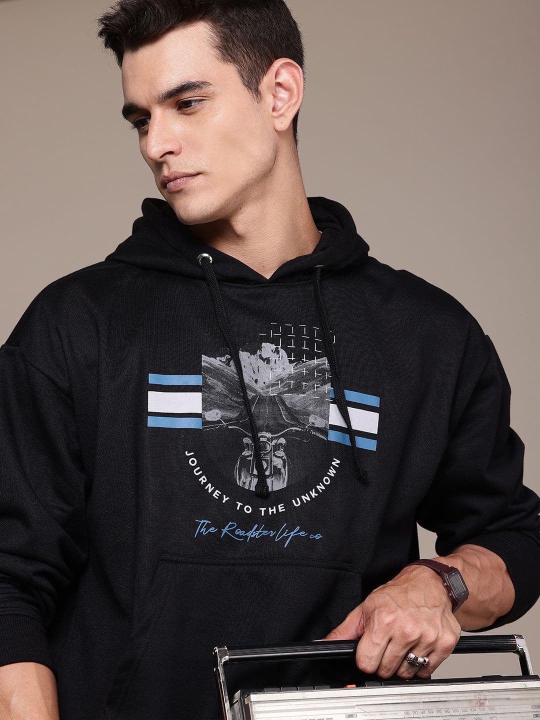 The Roadster Life Co. Printed Hooded Oversized Sweatshirt - view 1