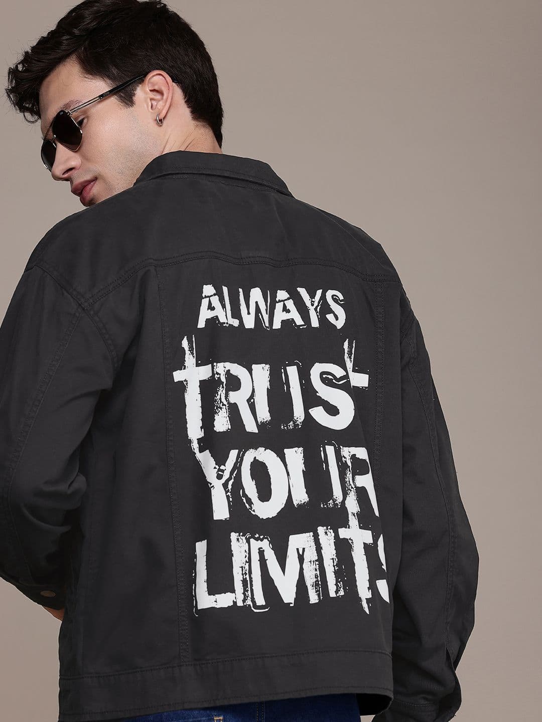 The Roadster Life Co. Typography Printed Pure Cotton Denim Jacket - view 1