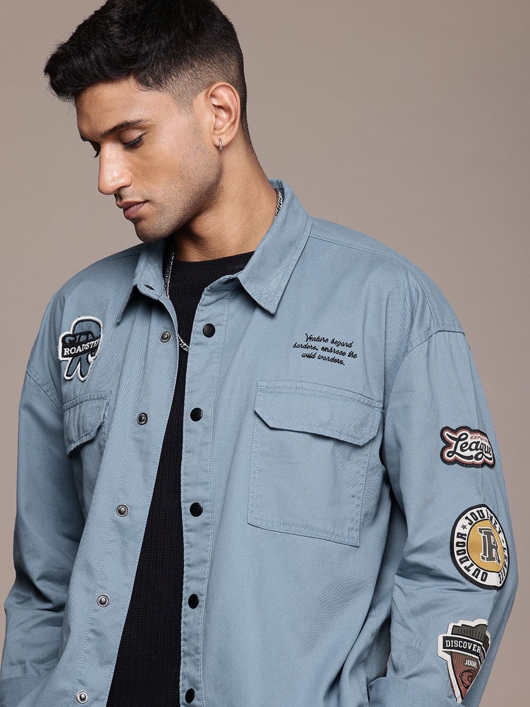 The Roadster Life Co. Pure Cotton Applique Detailed Relaxed Fit Tailored Jacket - view 1