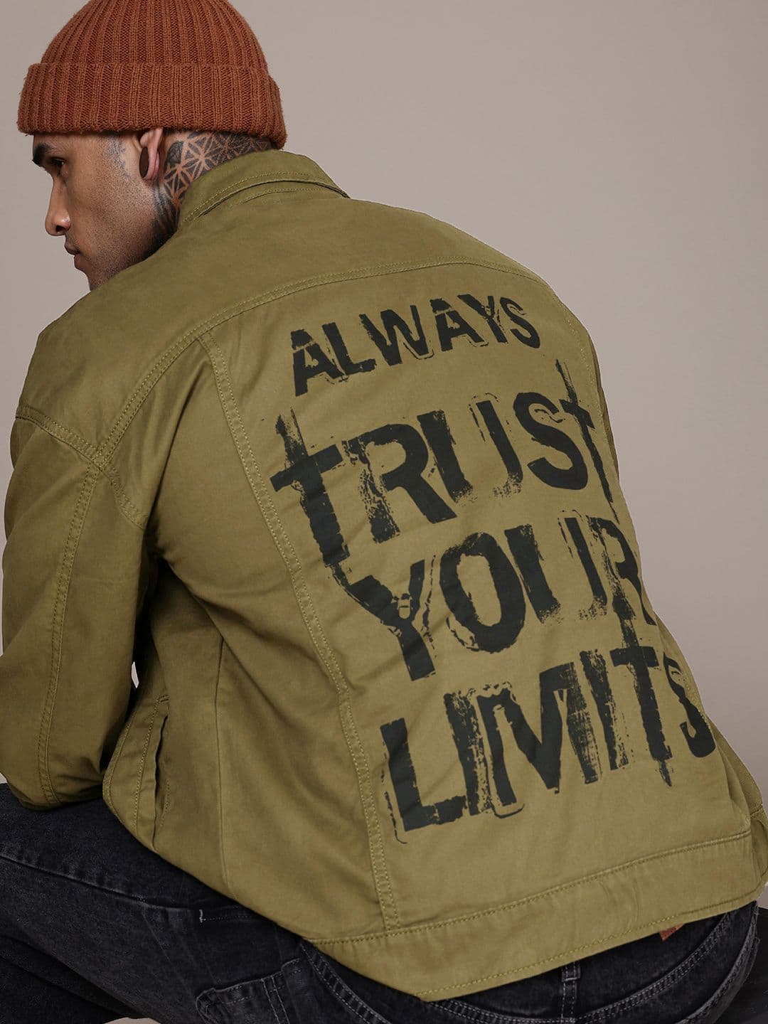 The Roadster Life Co. Typography Printed Pure Cotton Denim Jacket - view 1