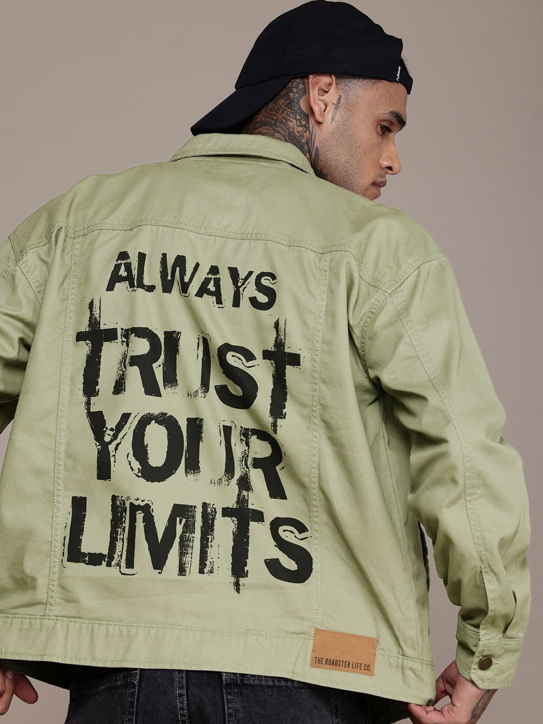 The Roadster Life Co. Typography Printed Pure Cotton Denim Jacket - view 1