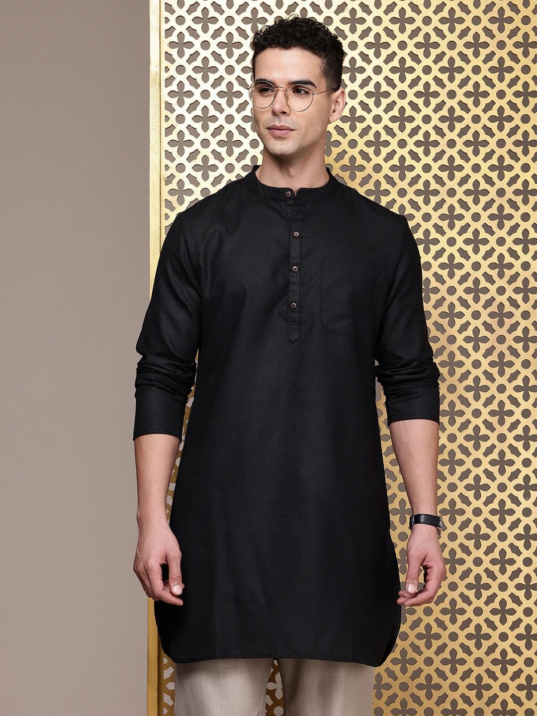 House of Pataudi Band Collar Rozana Kurtas - view 1