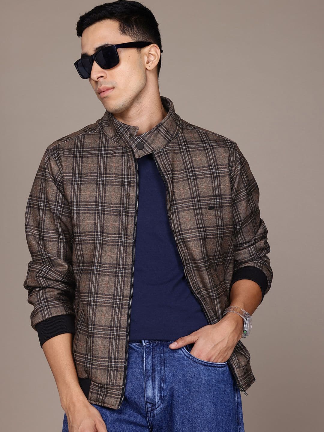 The Roadster Lifestyle Co. Checked Bomber Jacket - view 1
