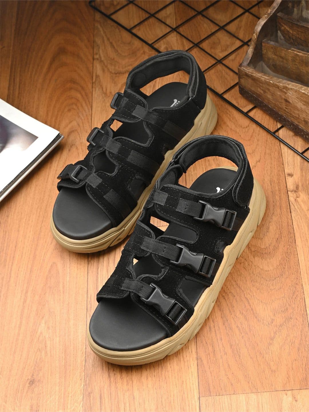 The Roadster Lifestyle Co. Men Black Sports Sandals - view 1