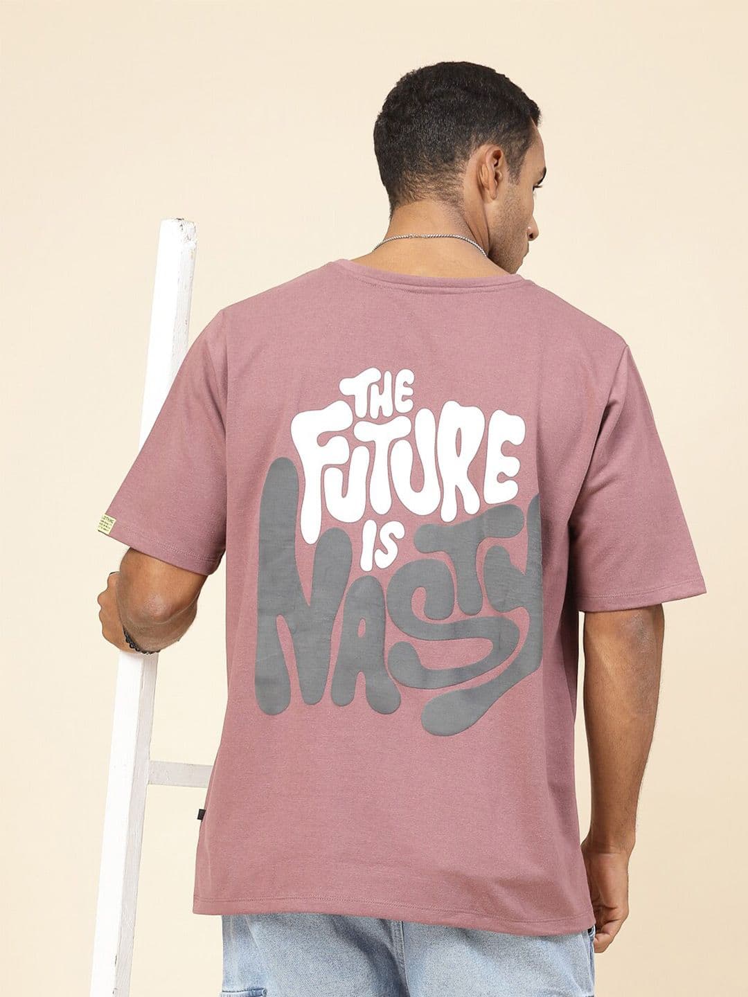 Rigo Mauve Typography Print Regular Fit T-shirt - view 1