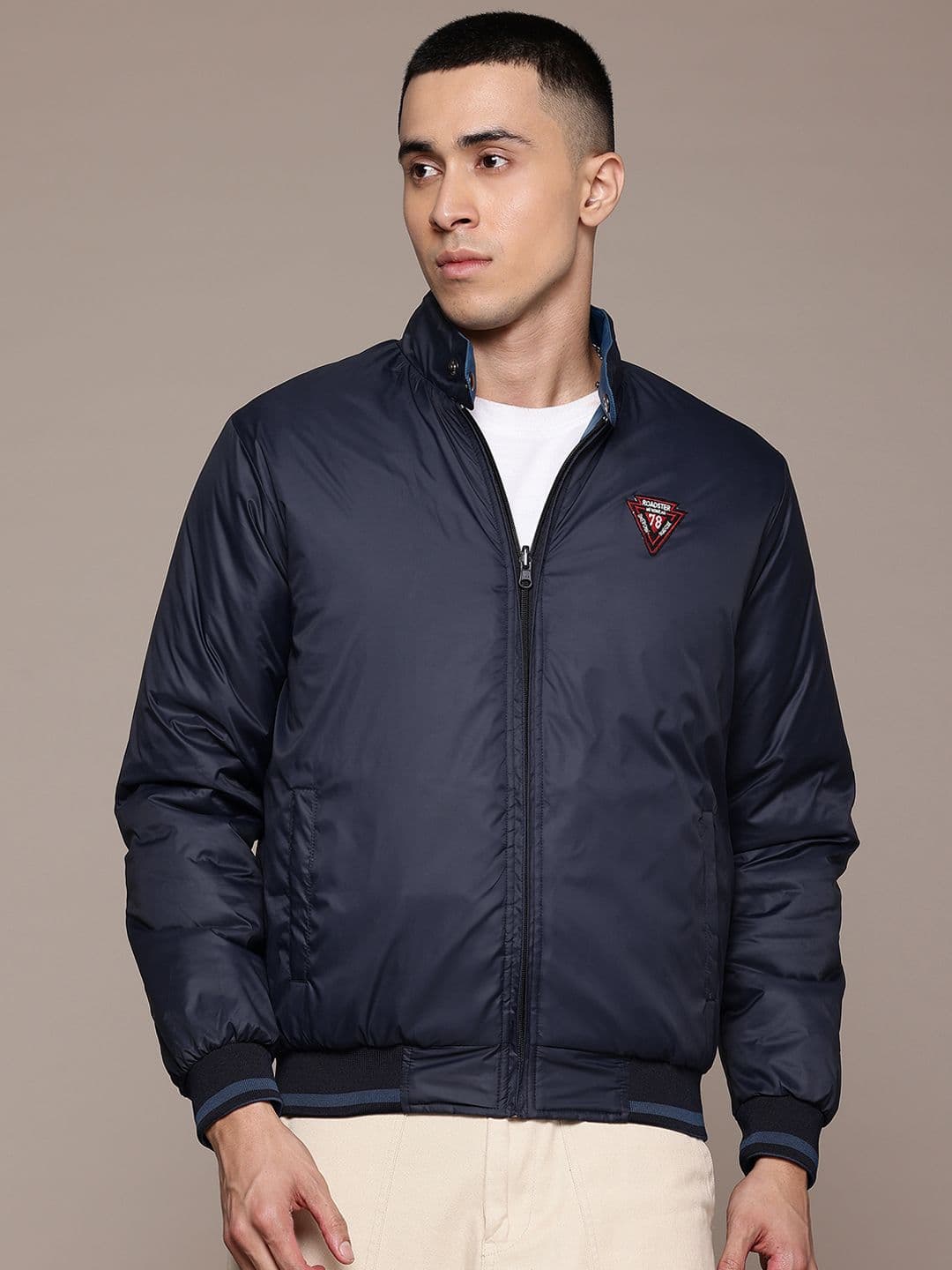 The Roadster Lifestyle Co. Patchwork Detail Reversible Bomber Jacket - view 1