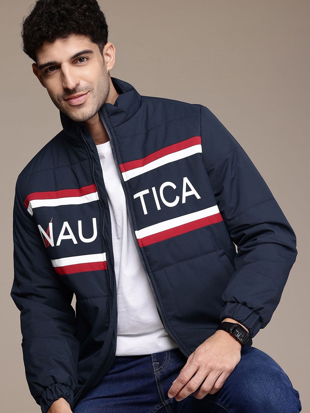 Nautica Brand Logo Printed Padded Jacket - view 1