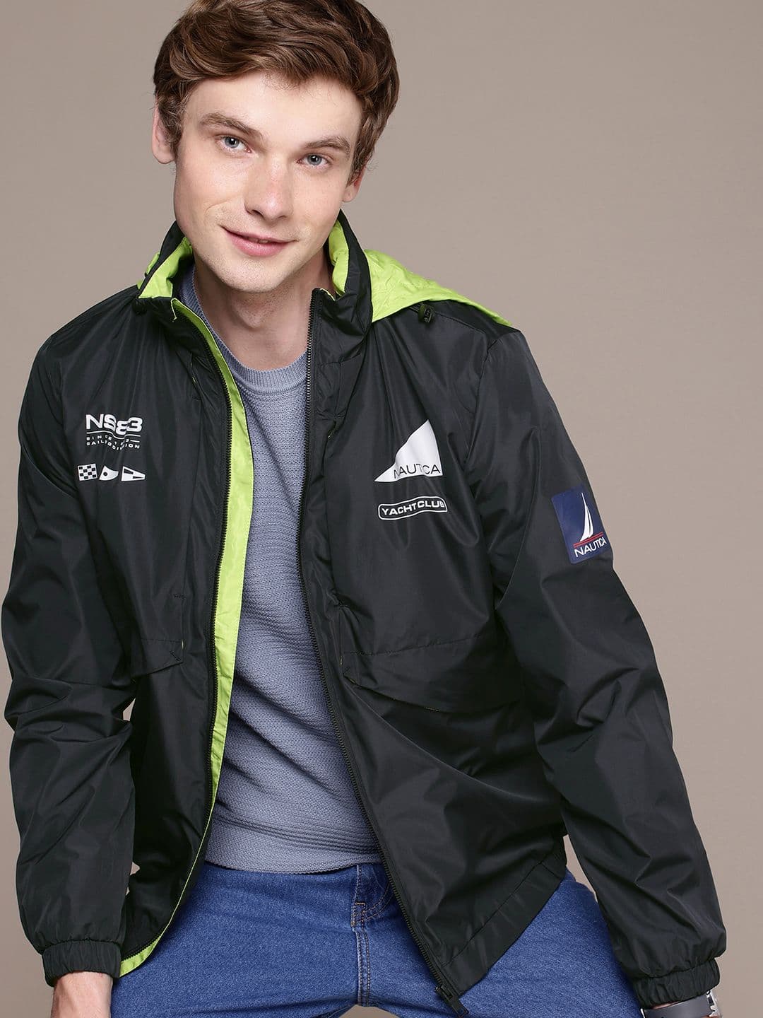 Nautica Brand Logo Printed Hooded Bomber Jacket - view 1