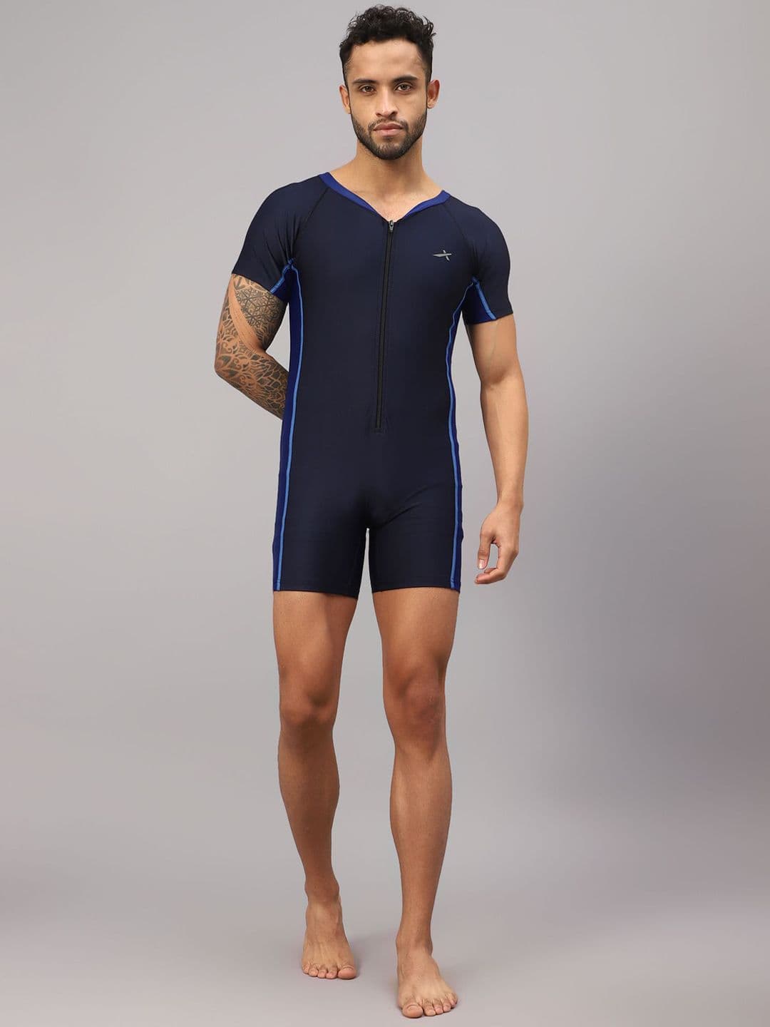 VECTOR X Men Colourblocked V-Neck Swim Legsuit - view 1