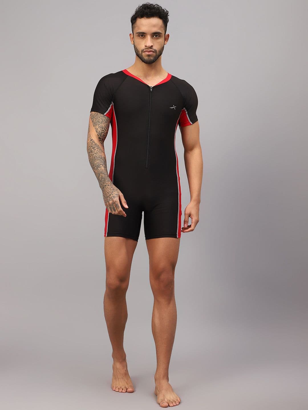VECTOR X Men Colourblocked V-Neck Swim Legsuit - view 1