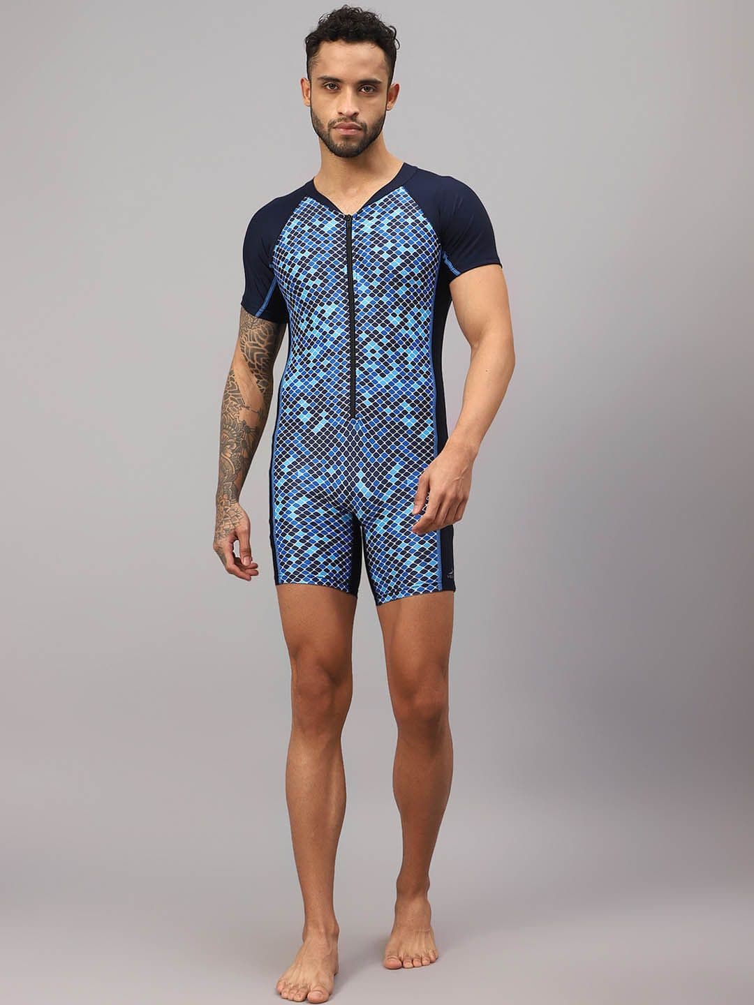 VECTOR X Men Abstract Printed V-Neck Swim Legsuit - view 1