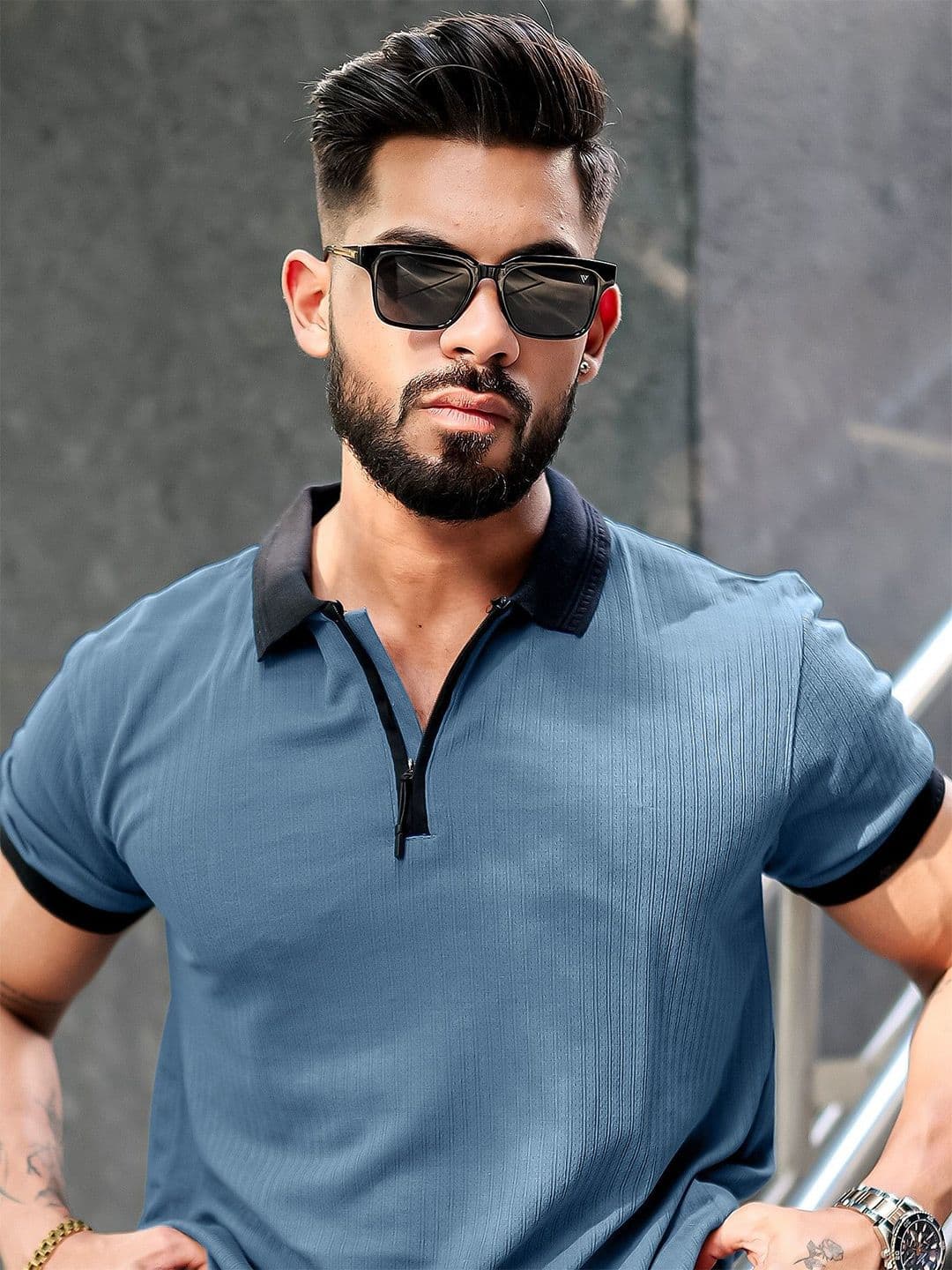 Maniac Polo Collar Cotton Slim Fit T-shirt - view 1