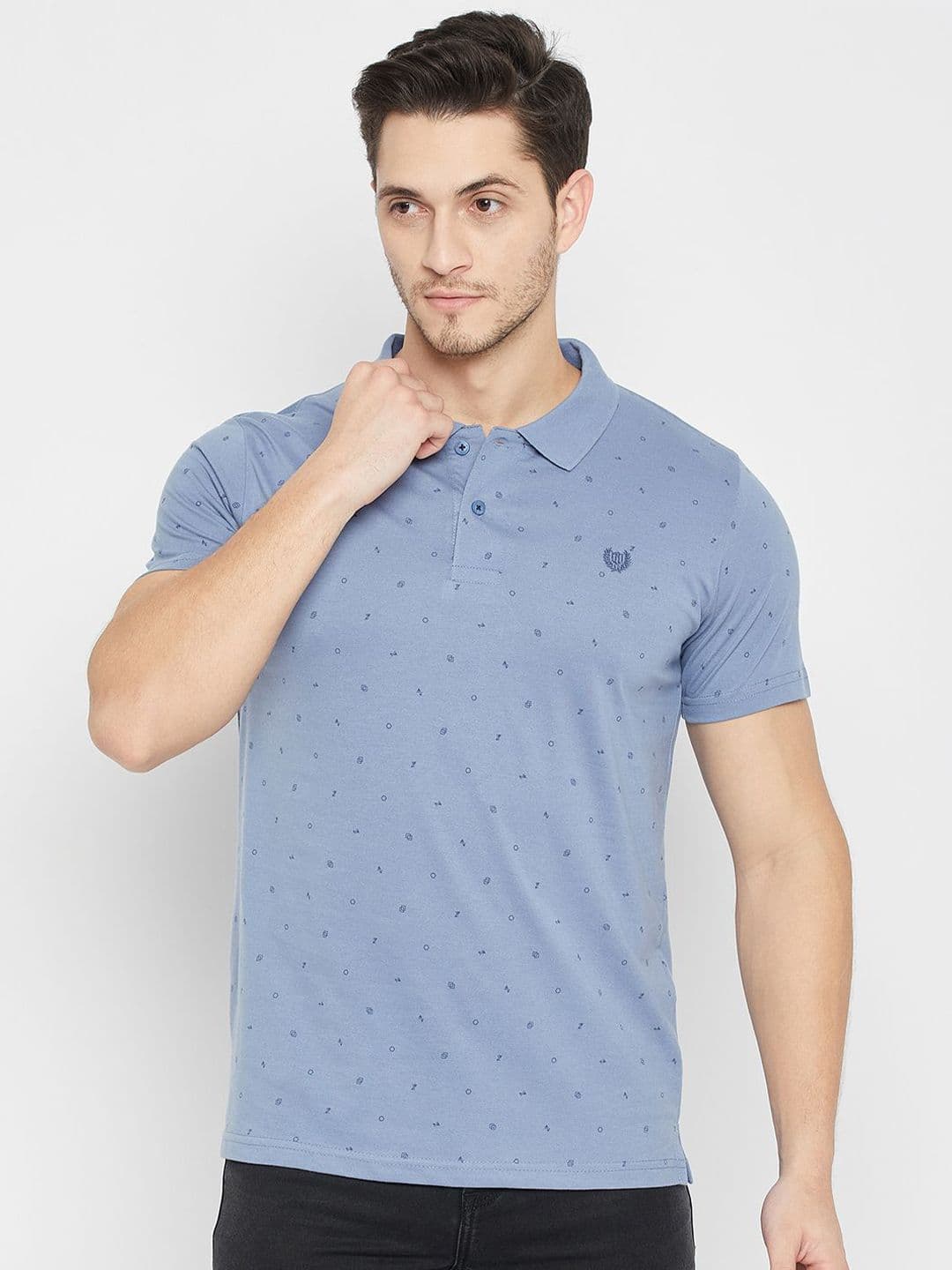 Duke Geometric Printed Polo Collar Cotton Slim Fit T-shirt - view 1