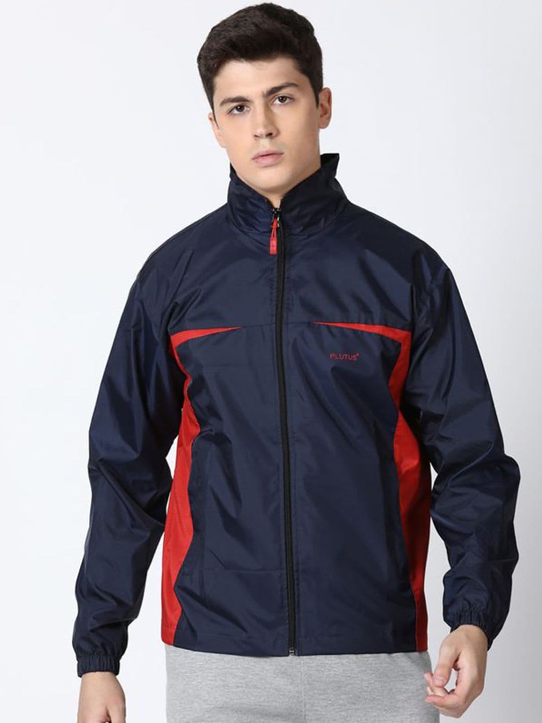 Plutus Colourblocked Mock Collar Sporty Jacket - view 1