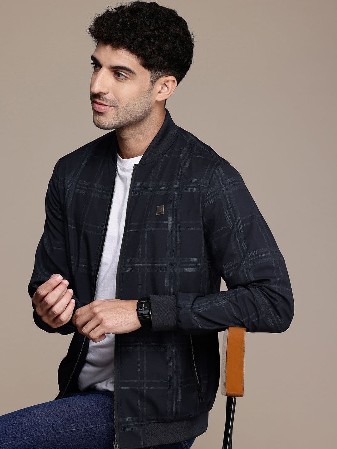 Nautica Checked Mock Collar Bomber Jacket - view 1