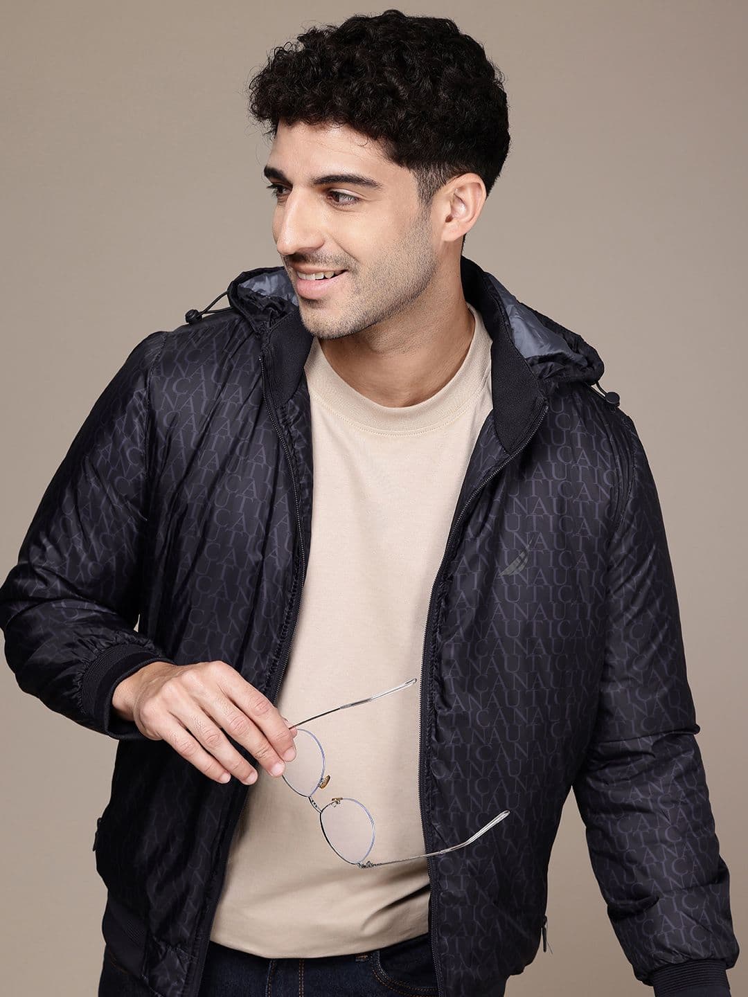 Nautica Brand Logo Printed Hooded Padded Jacket - view 1