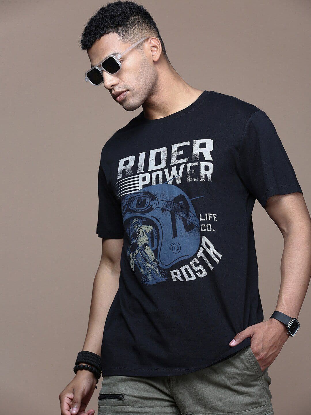 Roadster Men Biker Printed Cotton T-Shirt - view 1