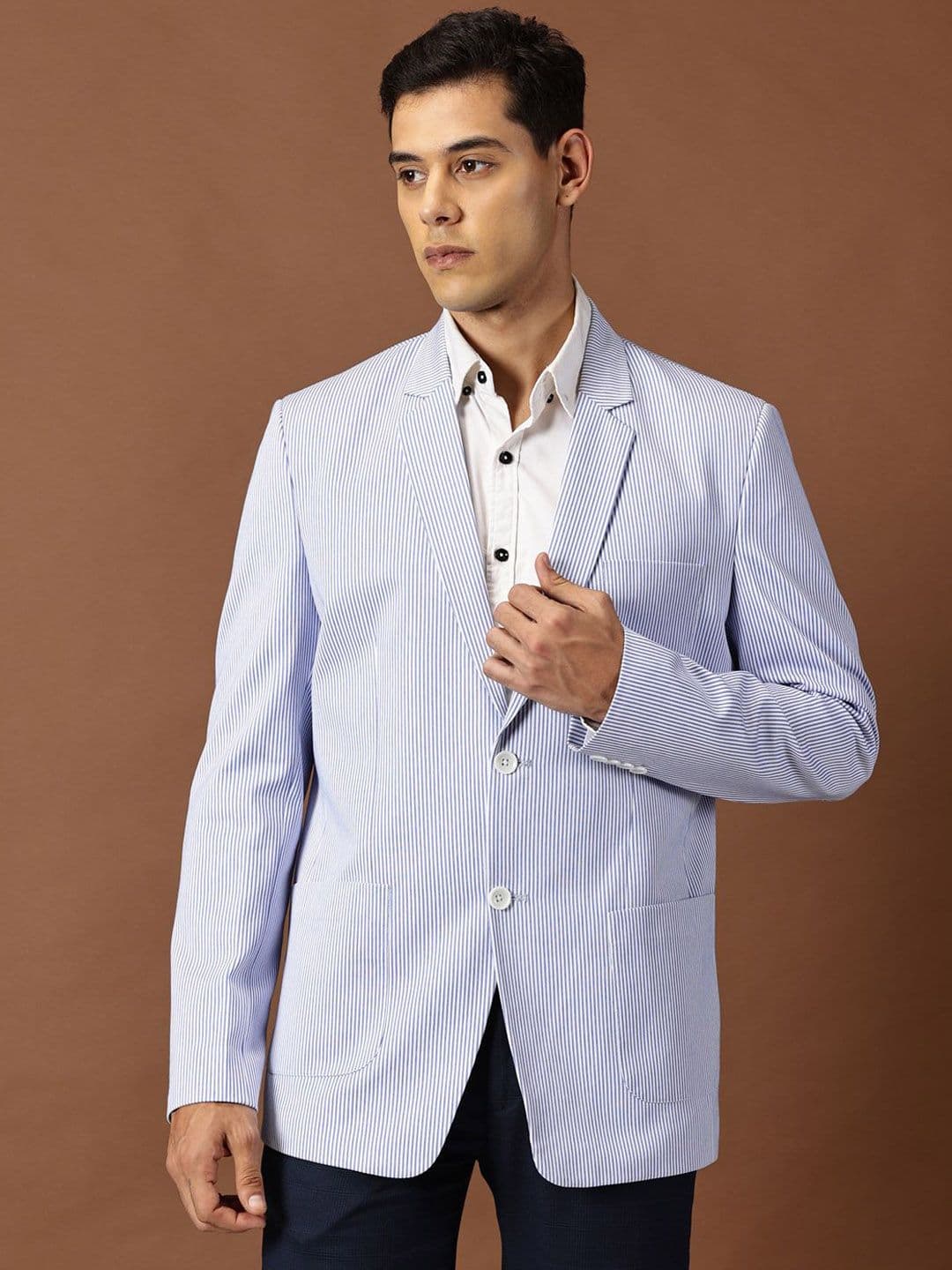 INVICTUS Men Striped Slim-Fit Single-Breasted Formal Blazer - view 1