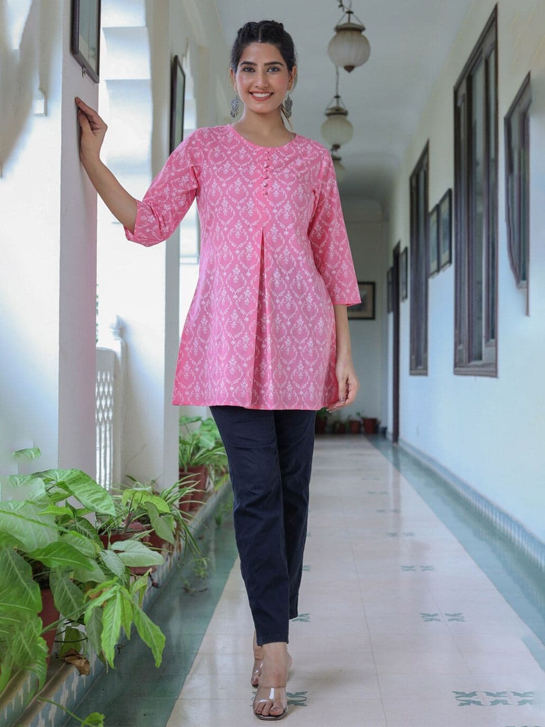 KALINI Ethnic Printed Pure Cotton Short Kurti - view 1