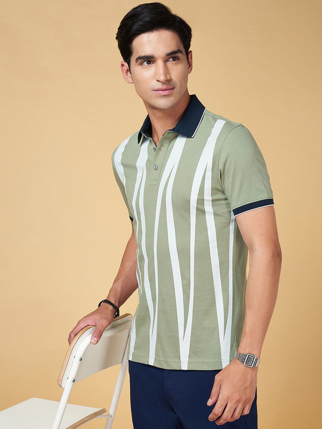 BYFORD by Pantaloons Men Polo Collar Slim Fit Cotton T-shirt - view 1