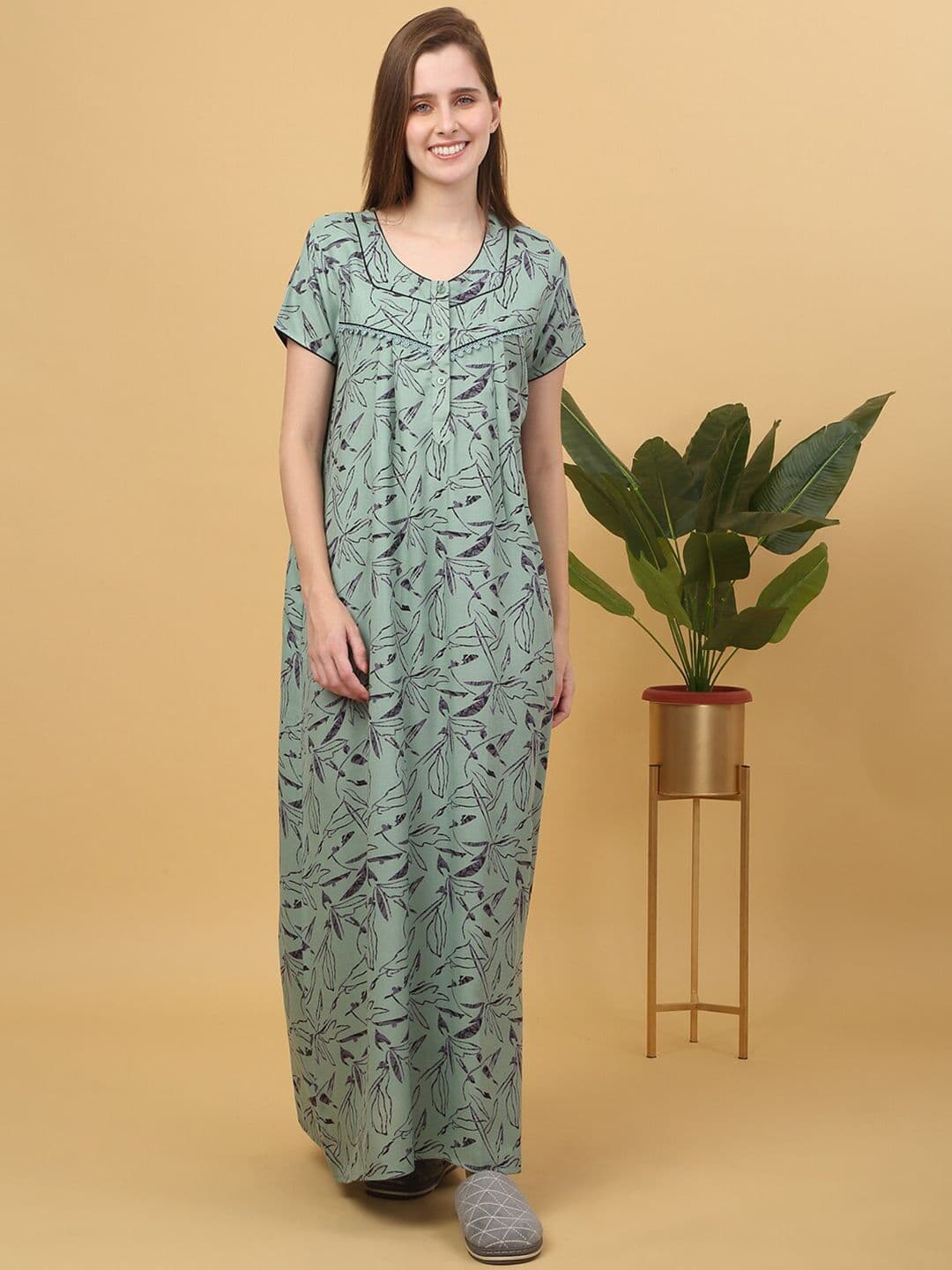 Sweet Dreams Printed pure cotton Maxi Nightdress - view 1