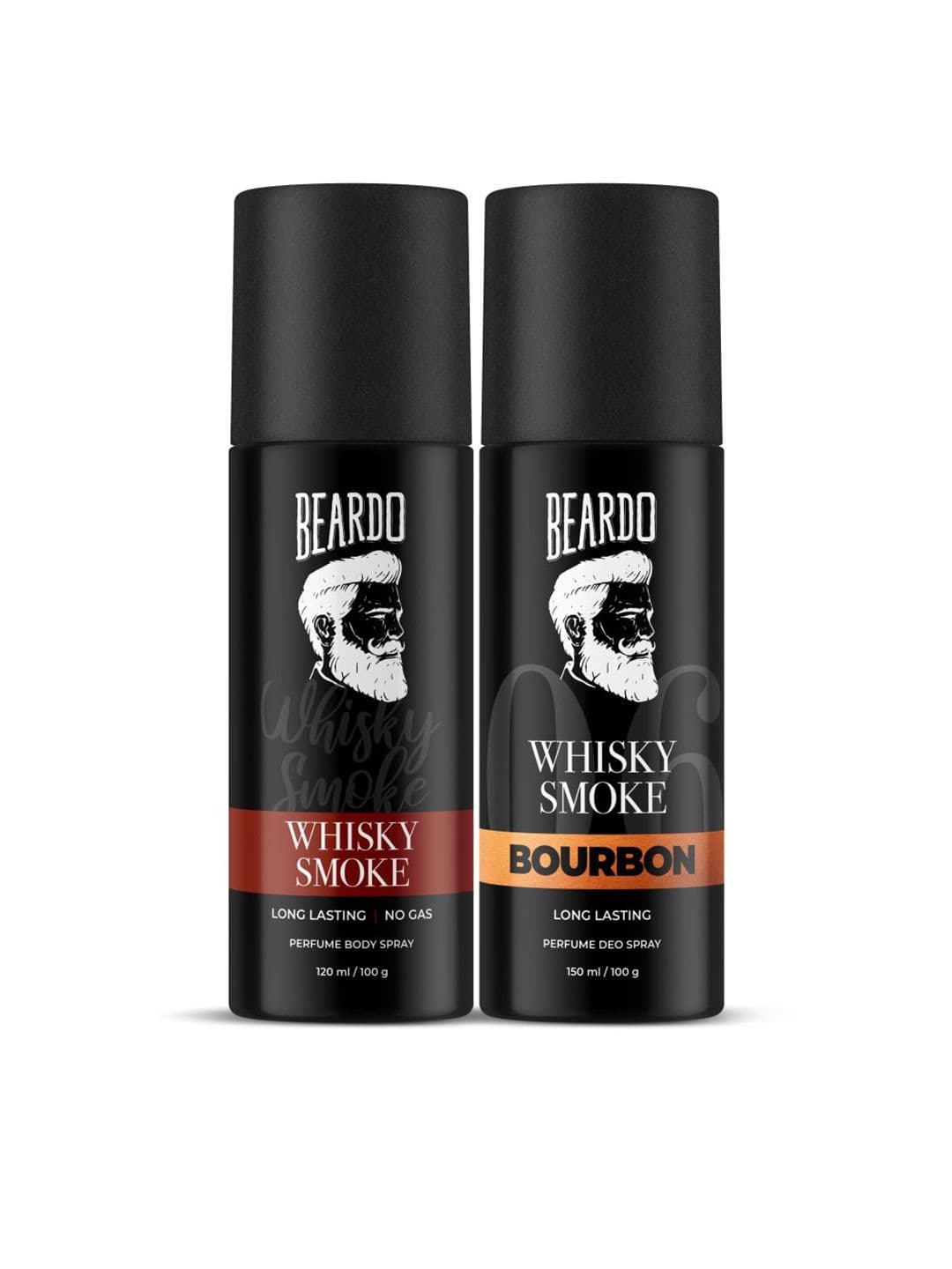 BEARDO Men Set of 2 LongLasting Perfume Deo Spray 150ml/100g each - Whisky Smoke & Bourbon - view 1