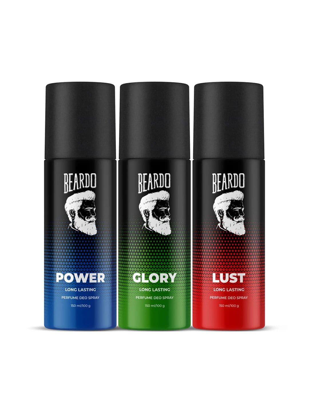 BEARDO Men Set of 3 Long Lasting Perfume Deo Spray 150ml/100g each - Power + Lust + Glory - view 1