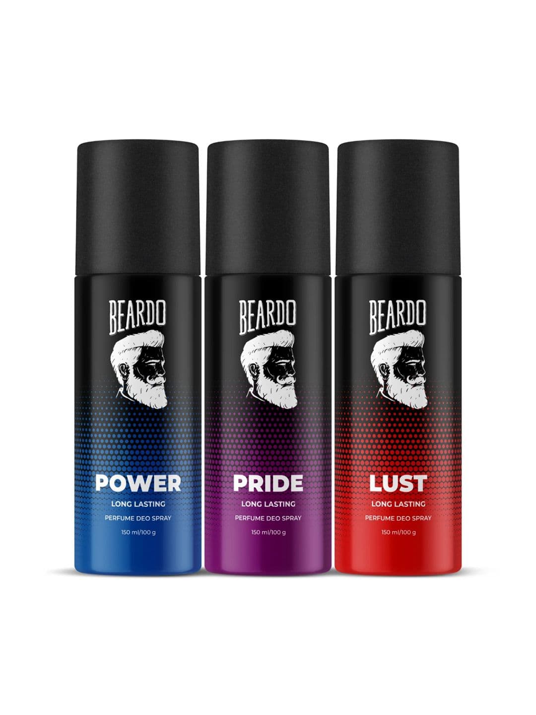 BEARDO Men Set of 3 Long Lasting Perfume Deo Spray 150ml/100g each - Power + Lust + Pride - view 1