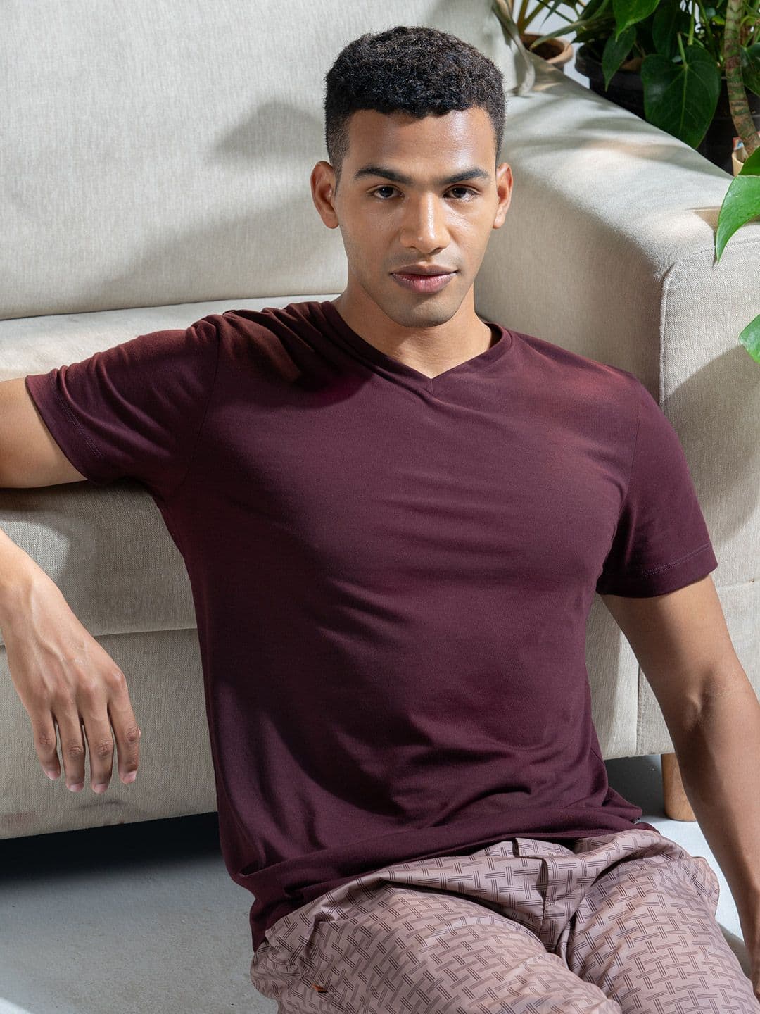 DAMENSCH Breeze Ultralight V Neck Solid T-shirt - view 1