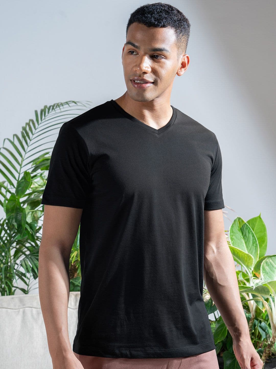 DAMENSCH Breeze Ultralight V-Neck Solid T-Shirt - view 1