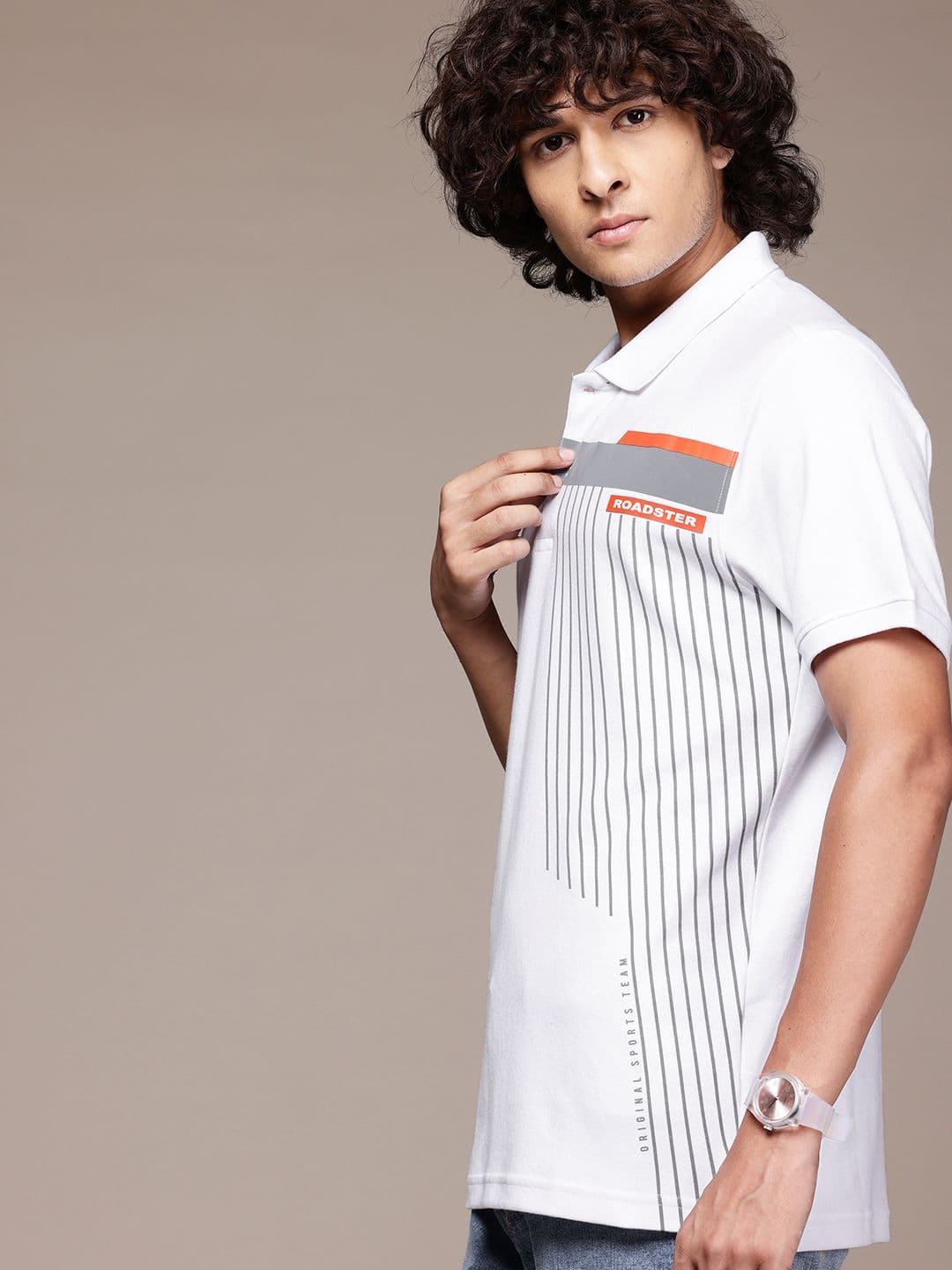 Roadster Men Striped Polo Collar T-shirt - view 1
