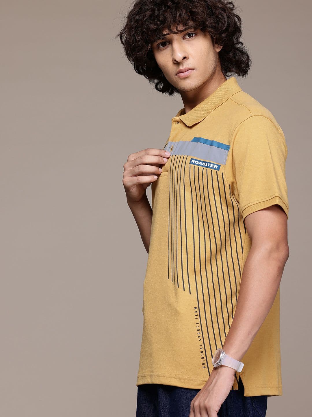Roadster Men Striped Polo Collar T-shirt - view 1