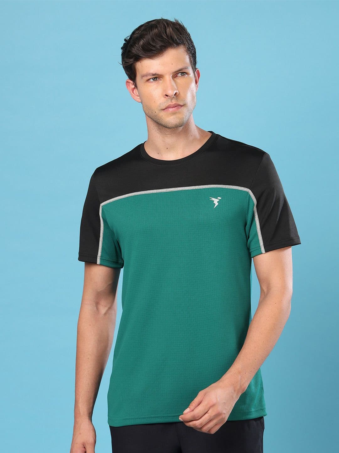 Technosport Men Colourblocked UPF50 Round Neck Slim Fit Training And Gym T-shirt - view 1